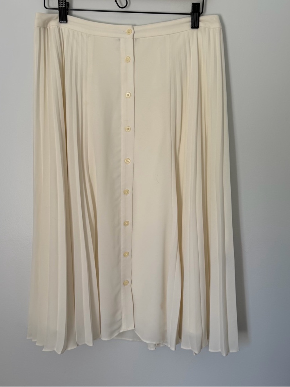 Banana Republic pleated front midi skirt cream sz 6 cottagecore coquette